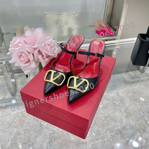 

high heels shoes fashion women leather stiletto peep-toes sandals heel women designer luxurys designer pointy toe pumps loafers yh211203, Black