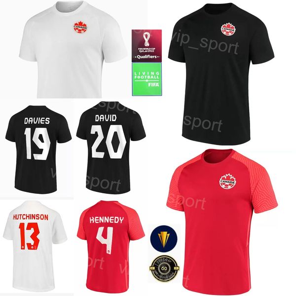 

qatar world cup 2022 canada soccer 19 alphonso davies jerseys 9 lucas cavallini 11 tajon buchanan 10 junior hoilett 17 cyle larin 20 jonatha, Black