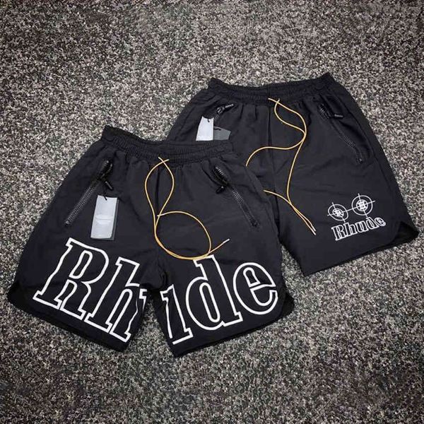 

rhude shorts men clothing women ladies running techwear basketball summer board fitness boxers gym drawstring swim trunks, White;black