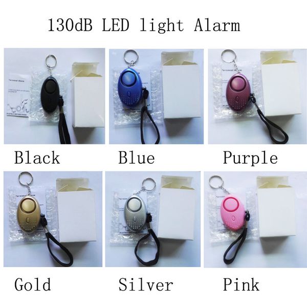 

130db egg shape self defense led light alarm girl women security protect alert personal safety scream loud keychain alarms