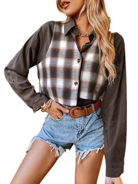 

plaid print 2 in 1 shirt l5nf#, White