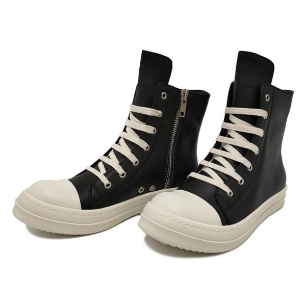 

designer boots real leather black thick bottom women increase dark mens casual short boots female board retro dissol shoes