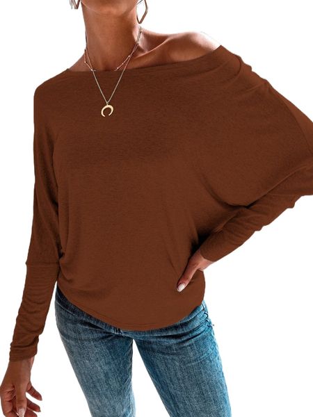 

solid batwing sleeve tee w6ys#, White