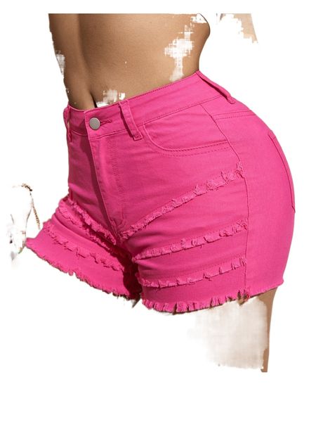 

sxy raw hem frill trim zip fly denim shorts 12kh#, White;black