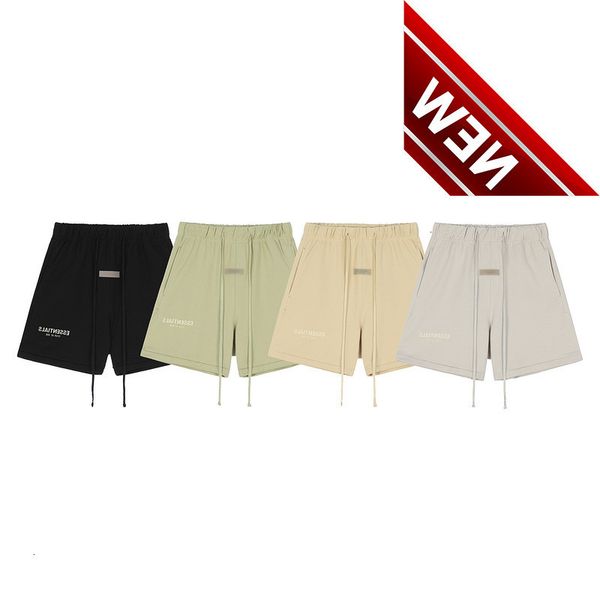 

50% off discount summer ss22 double thread s flocking drawstring high street casual loose shorts for men and women factory direct sale, Black