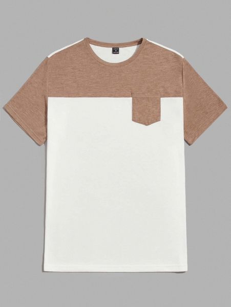 

men colorblock pocket detail tee s5o0#, White;black