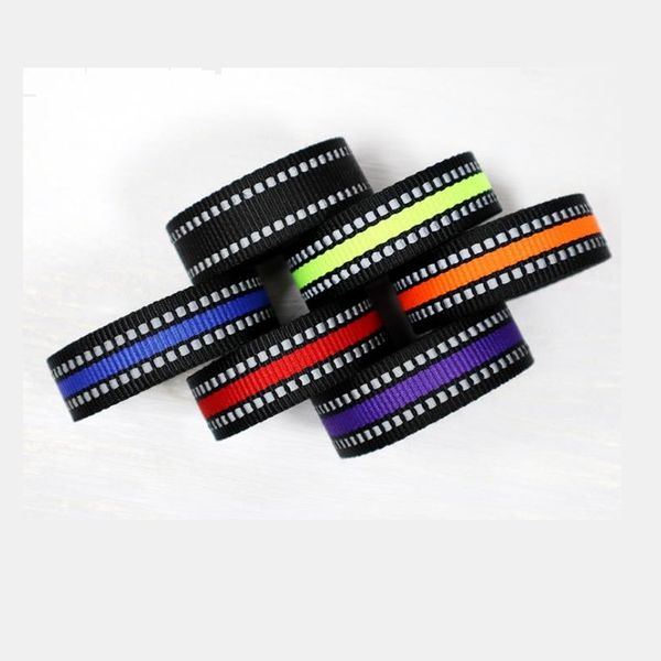 

2cm traffic signal high visibility competitive price reflect webbing dog collar double lines reflective thread woven tape imitative nylon pe