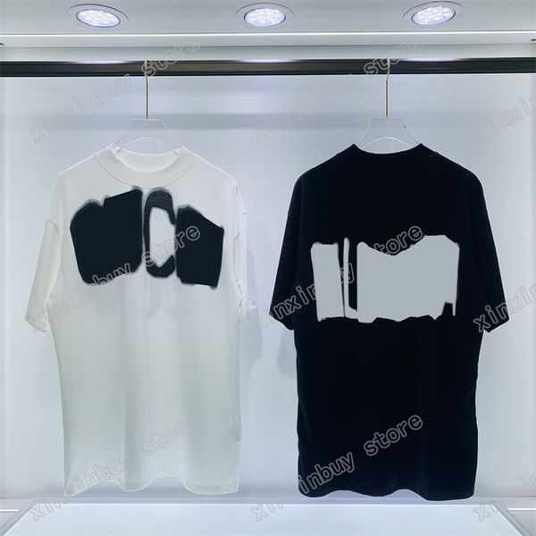 

22ss men women designers t shirts tee paint letters letter print short sleeve crew neck streetwear black white gray xinxinbuy m-2xl, White;black