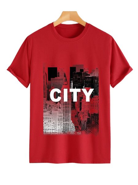 

men skyscraper & letter graphic tee p4hv#, White;black