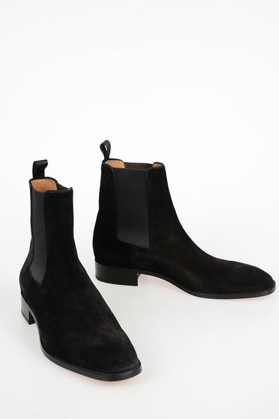 

men ankle boot shoes red sole boots black suede leathers pull on samson reds bottoms mid sneaker platform rubber soles
