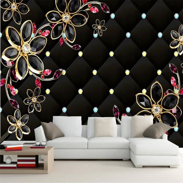 

black diamond jewelry flower 3d wallpaper mural papel de parede,living room tv sofa wall bedroom kitchen wall papers home decor