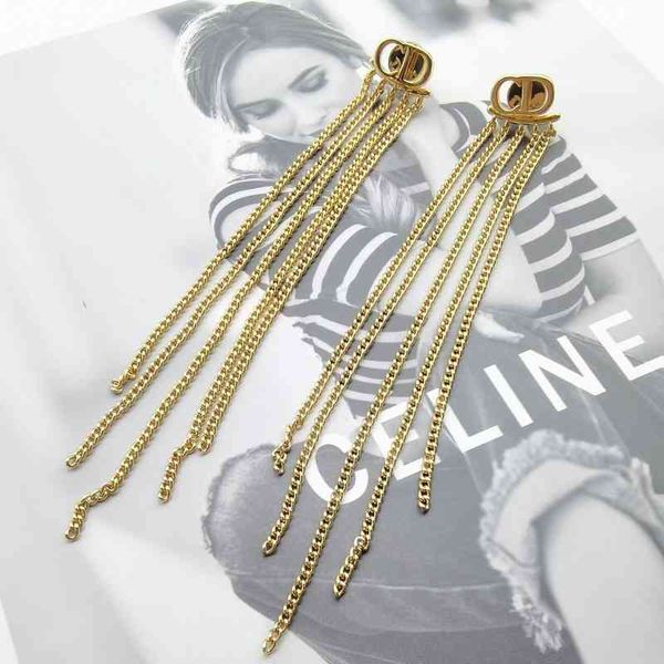 

2022 factory wholesale new light luxury high sense of minority long tassel celebrities net red earrings women 6e18, Golden