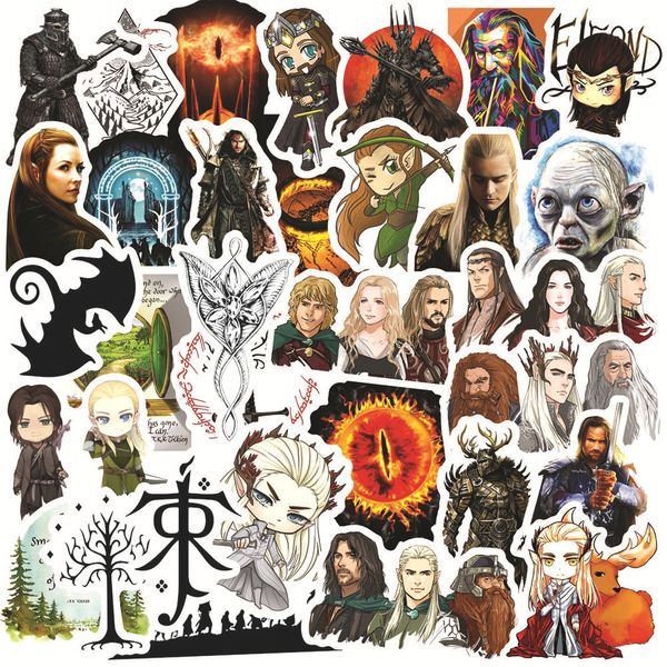 50pcs Hobbit Film Karakter Graffiti Çıkartmaları Diy Defter Buzdolabı Gitar Telefon Kupası Bisiklet Su Geçirmez Sticker Çıkarma Oyuncakları