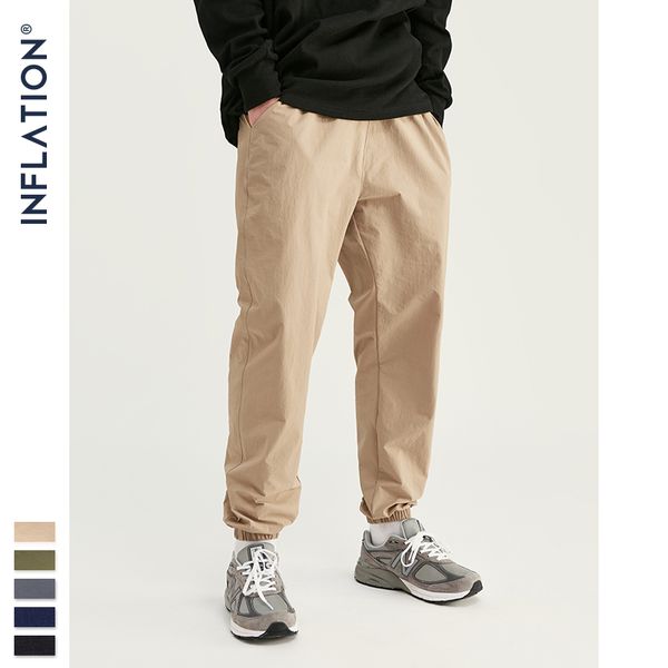 

inflation streetwear casual loose pure color jogger simple style men pants 93353w 201109, Black