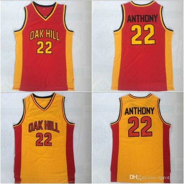 

xflsp #22 carmelo anthony basketball shirts mens melo carmelo anthony oak hill high school stitched basketball jersey, Black