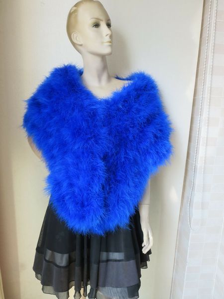 

women real ostrich feather fur cape wraps bride wedding party royalblue, Blue;gray