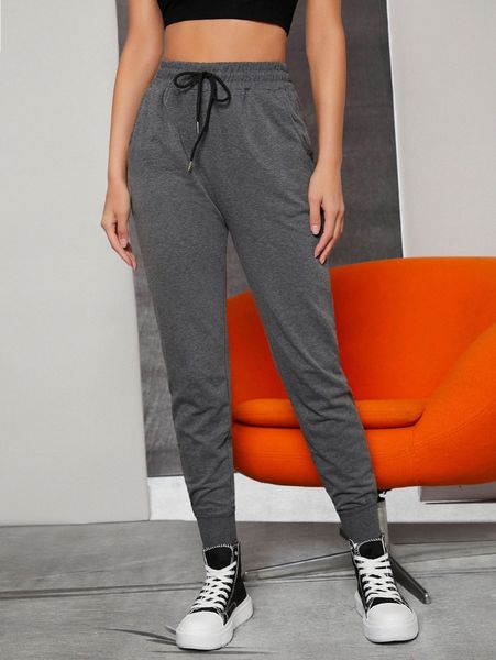 

high-rise drawstring joggers z8d1#, Black;white