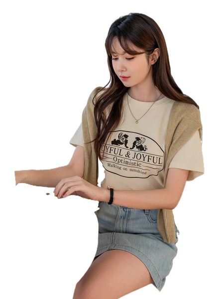 

dazy monster & letter graphic tee z9fb#, White