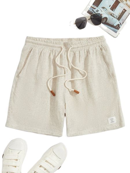 

men letter patch detail drawstring waist shorts w6rh#, White;black