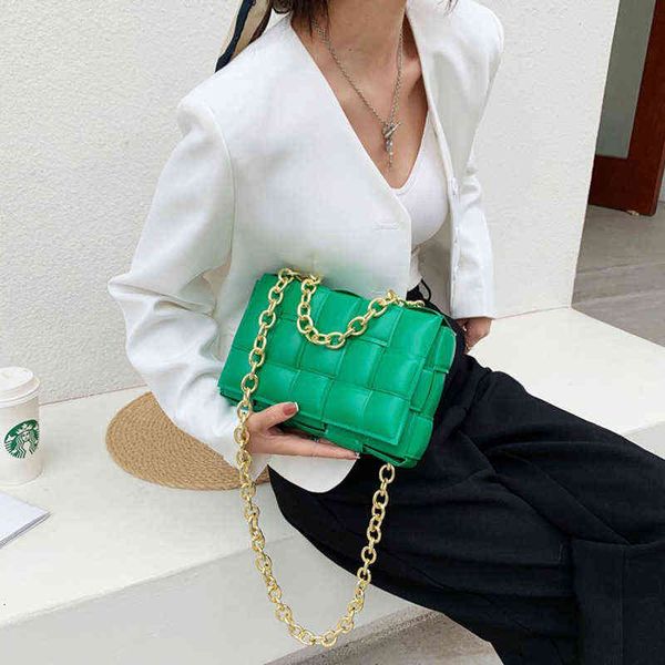 

autumn and winter fashion thick chain portable woven small square bag foreign temperament menger single shoulder women's