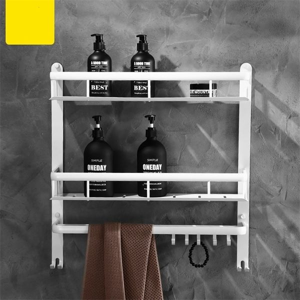 Nordic Space Aluminium Weiß Badezimmerregale Wandbehang Lagerregale Badezimmer Hardware Set Eckregal Duschregal 200923