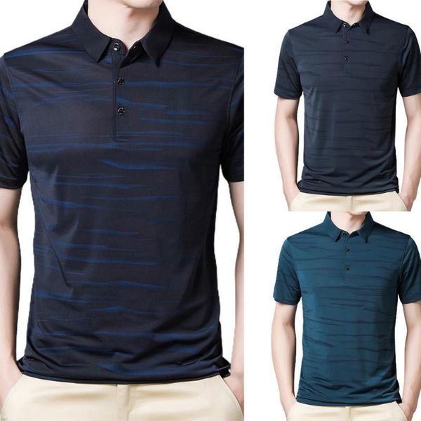 

men's polos summer mens t-shirt turn down collar striped men short sleeve thin shirt for work tee men's clothingmen's men&#03, White;black
