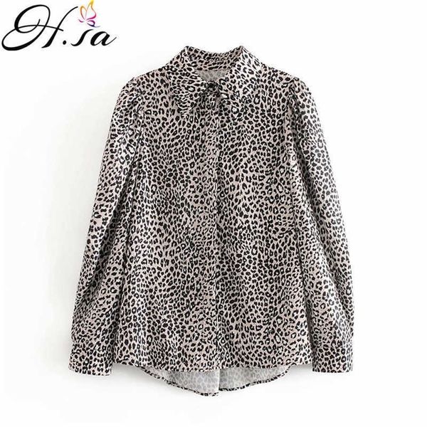 

hsa fashion leopard women printing long sleeve blouse camis solid blusas spring elegant shirt chic 210716, White
