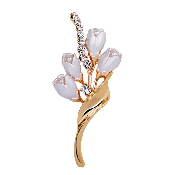 Elegante spilla a forma di tulipano con fiore in oro, regalo con fiori dolci per le donne, gioielli per feste di fidanzamento e matrimonio