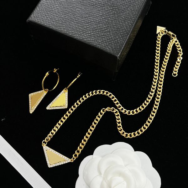 Женское дизайнерское ожерелье, золотые серьги, бриллиантовый кулон, звено цепи, модные ожерелья, серьги-гвоздики P для женщин, свадебные роскошные ювелирные изделия