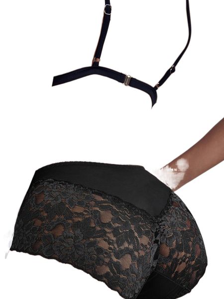 

contrast mesh lace panty h5vq#, Black;red