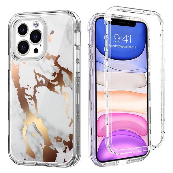 

luxury marble cases for iphone 11 12 13 pro max three layer heavy duty protection defender transparent clear cover compatible with xr xs max