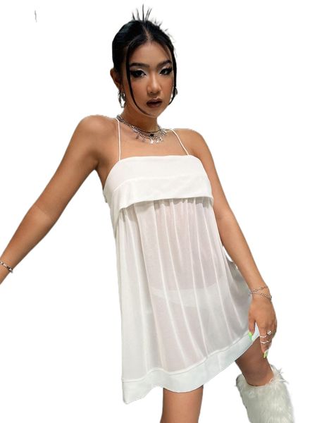 

solid criss cross backless cami dress q6kh#, Black;gray