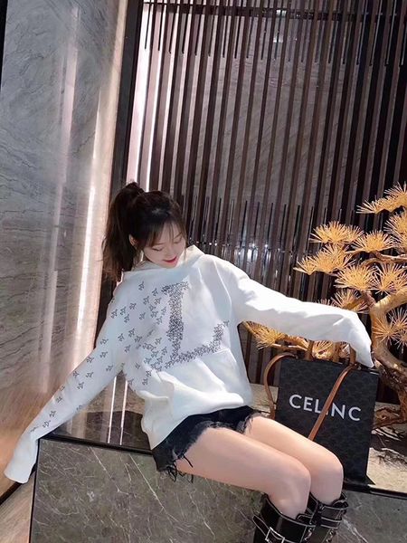 

22ss fashion hoodies letter print pullover simple solid sweatshirt high street men women clothes cotton long sleeve autumn winter sport, Black