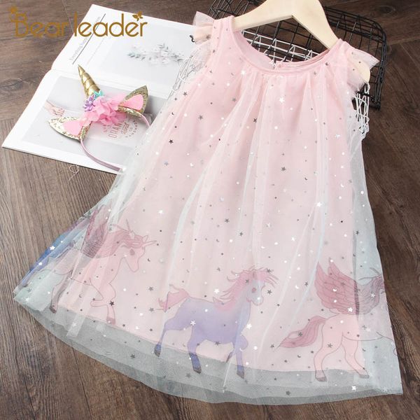 

bear leader girls princess dress summer kids party dresses elegant unicorn embroidery dress children clothing vestidos 3 7y 220427, Red;yellow