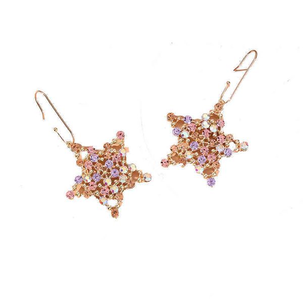 

charm new arrival women shine five pointed star dangle earrings korean style popular zircon fashion all match jewelry 220707, Golden