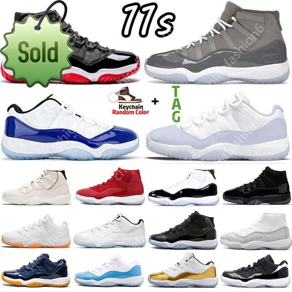 

2022 cool grey 11 11s basketball shoes pure violet high citrus university legend blue white bred concord 45 space jam gamma women mens r, Black