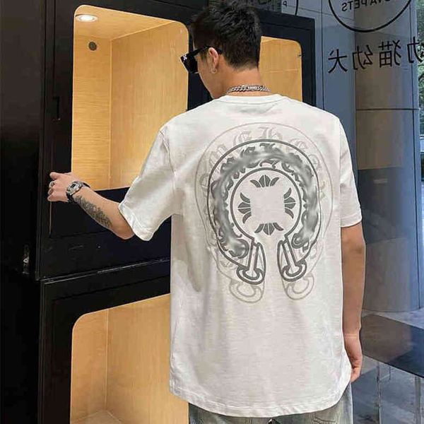 

fashion ch men's classic t shirts print cro tees designer big shadow horseshoe t-shirt short sleeve women's sanskrit cross sweatsh, White;black