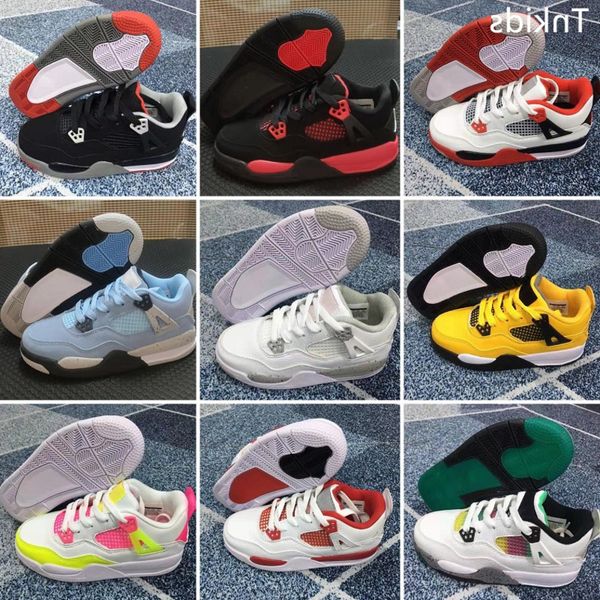 

2022 gym red 4s toddler shoes bred space kids basketball sneaker blue baby infant size 28-35, Black