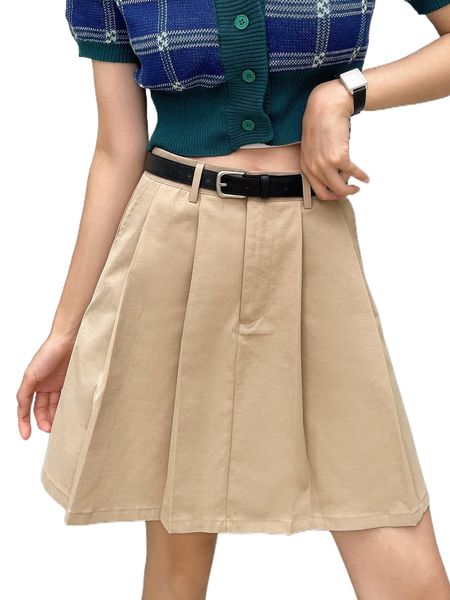 

dazy high waist pleated skirt without belt m7rr#, Black
