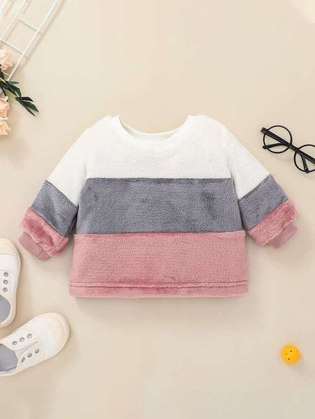 

baby color block teddy sweatshirt she, Black
