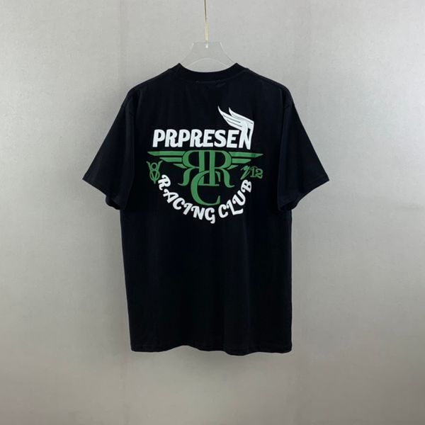 

22ss europe uk london racing puff print t shirt high street tee spring summer skateboard men women tshirt, White;black