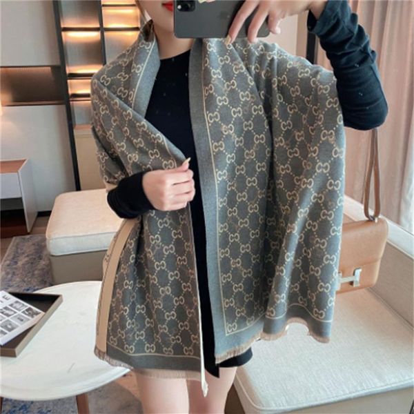 

classic design cashmere scarf for men and women winter scarfs big letter pattern pashminas shawls scarves346f, Blue;gray