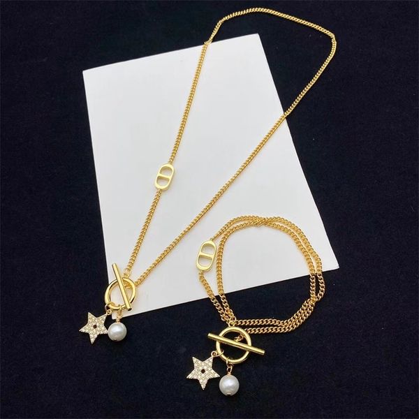 

designer jewelry online 21 new star full diamond layer pearl bracelet women's fashion pig nose necklace, Silver