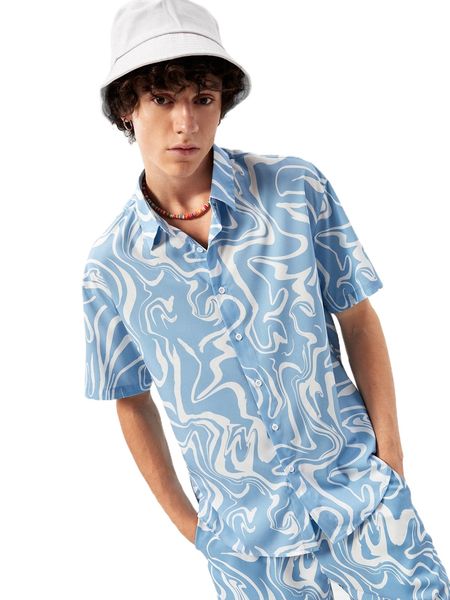 

men allover print drop shoulder shirt b0np#, White;black