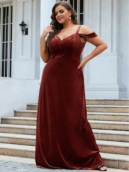 

ever-pretty plus cold shoulder velvet prom dress p5qo#, Black