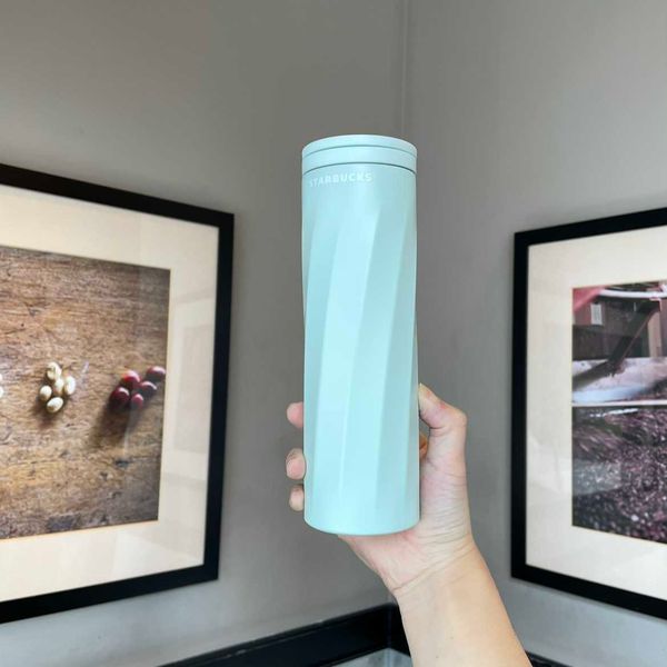 

2021 starbucks cup xianwu green edged stainless steel thermos cup 473ml