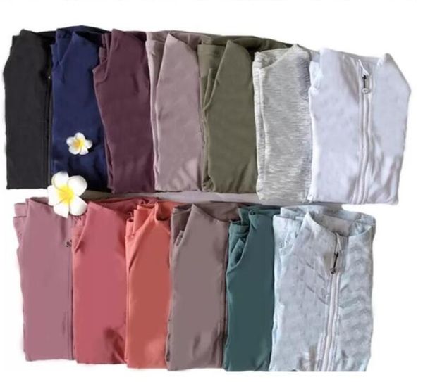 

78 zipper jacket hooded outfit yoga clothes long sleeve sweatshirts thumb hole training running jacket lu women slim fitness coat sport cl, Black