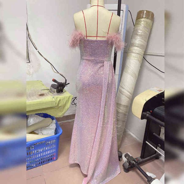 

party dresses 2022 summer for women one-shoulder tube feather backless t220823, White;black