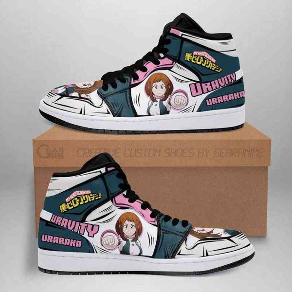 ochaco uraraka sneakers uravity my hero academia anime shoes, Black