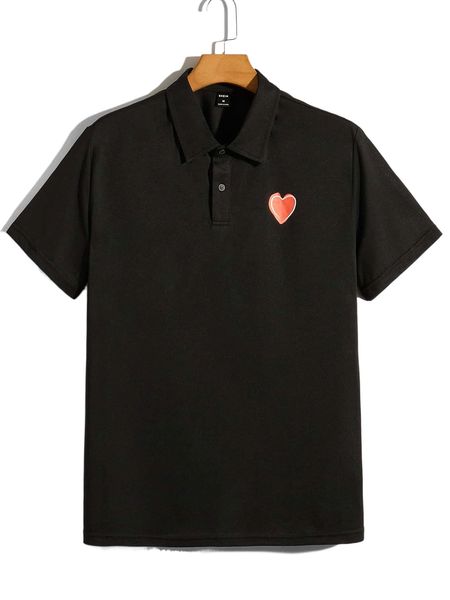 

men heart print polo shirt y8xk#, White;black